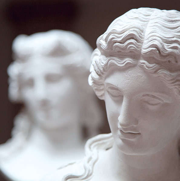 Close-up of classical style sculptures